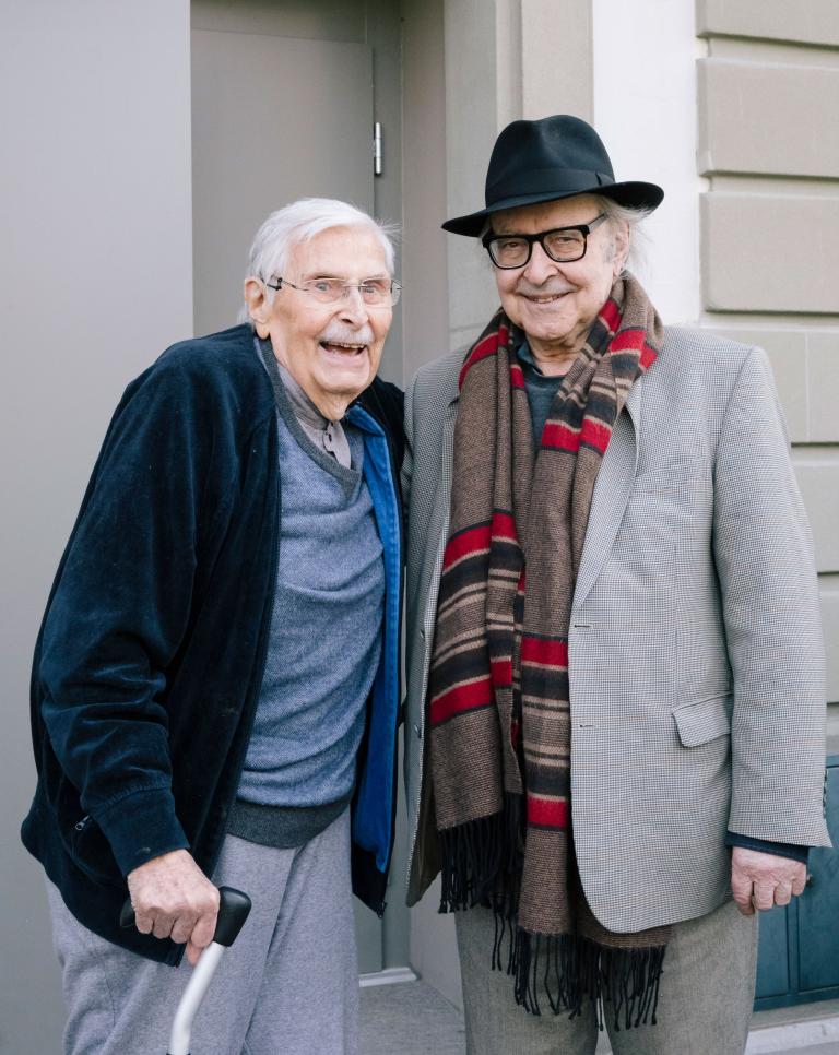 Freddy Buache et Jean-Luc Godard au Casino de Montbenon en 2019 © Cinémathèque suisse / Carine Roth