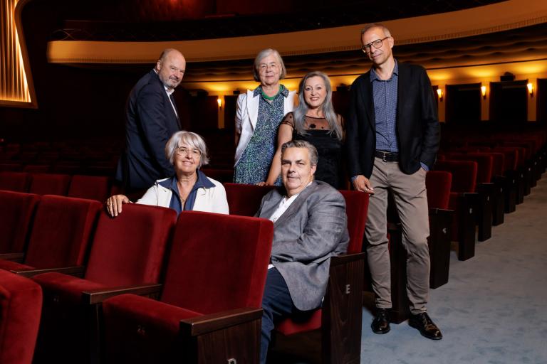 Jean Studer, Elisabeth Baume Schneider, Catherine Labouchère, Nuria Gorrite, Frédéric Maire et Michael Kinzer © Cinémathèque suisse / Pierre-Yves Massot