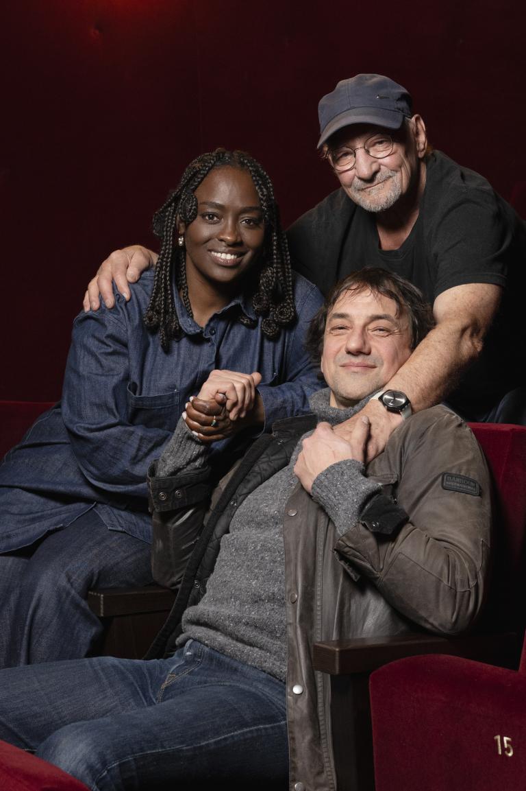 Aïssa Maïga, Jérôme Robart et Jean-Pierre Gos, le 5 mars pour la présentation de "Jonas et Lila, à demain" de Alain Tanner © Cinémathèque suisse / Mathilda Olmi