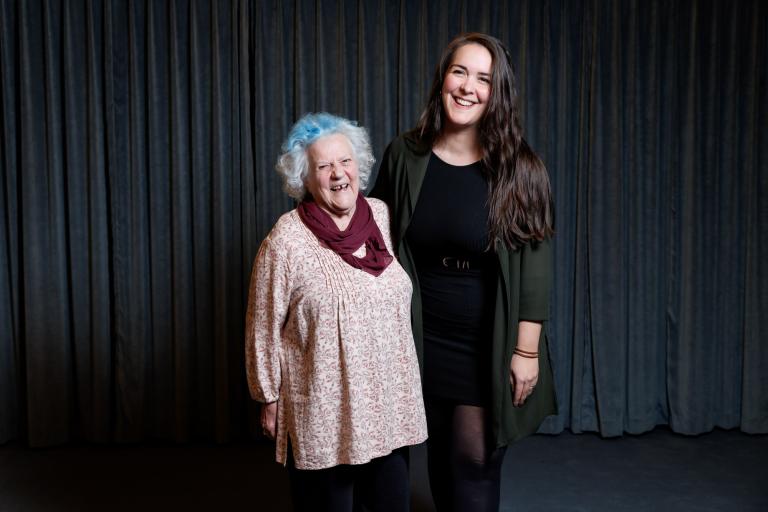 Lucienne Lanaz et Julie Frund-Pozner, le 19 mars pour la présentation de leur film "Le théâtre magique d'Eliane" © Cinémathèque suisse / Pierre-Yves Massot