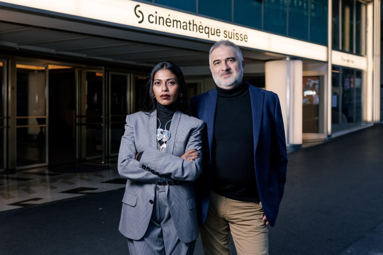 Anasuya Sengupta et Konstantin Bojanov, le 3 avril pour la présentation de "The Shameless" © Cinémathèque suisse / Pierre-Yves Massot
