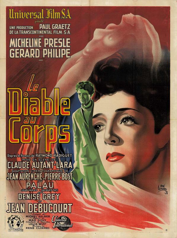 Affiche du Diable au corps, René Lefebvre, 1947 (© tous droits réservés/collection Cinémathèque suisse)