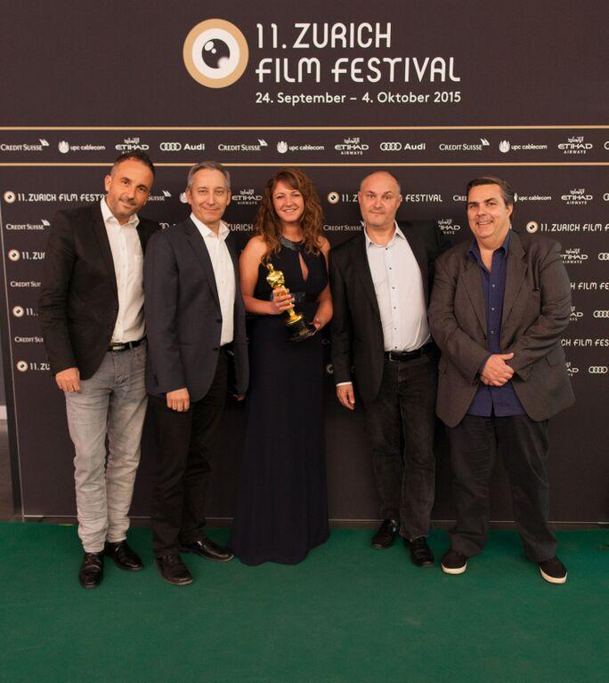 Christoph Stuehn (Memoriav), Heinz Schweizer (SRF), Corinne Rossi (Praesen-Film), Claudio Ricci (SRF) et Frédéric Maire (Cinémathèque suisse). Photo: ZFF