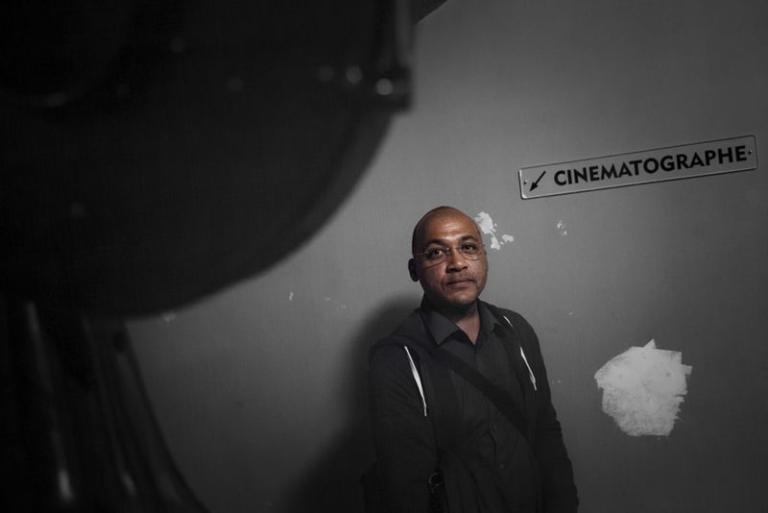 Le réalisateur Francis Mobio à la Cinémathèque suisse, le 1er octobre 2014, à l'occasion de la soirée-vernissage du DVD consacré à Luc Chessex.