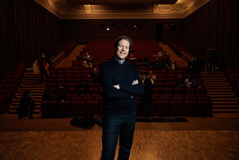 Pierre Monnard réalisateur de "Platzspitzbaby" à la salle Paderewski, le 2 février © Pierre-Yves Massot / Cinémathèque suisse