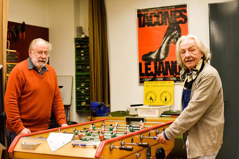 Michel Van Zele et Charles de Lartigue au Casino de Montebenon pour la soirée Alberto Giacometti le 13 janvier © Mathilda Olmi / Cinémathèque suisse