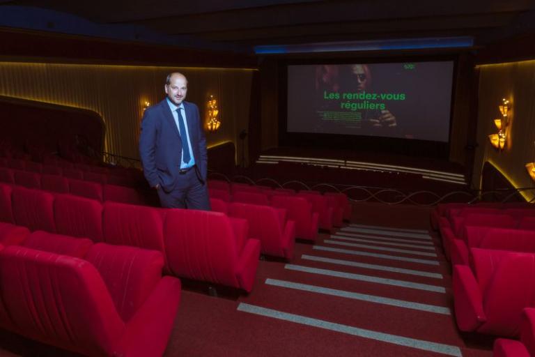 Grégoire Junod, syndic de Lausanne, lors de la soirée commémorative de la grève générale de 1918 le 8 novembre au Capitole. © Samuel Rubio / Cinémathèque suisse