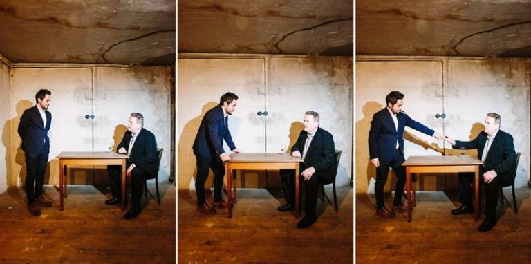 Les acteurs Sherwan Haji et Sakari Kuosmanen dans les anciennes loges du Capitole, venus présenter