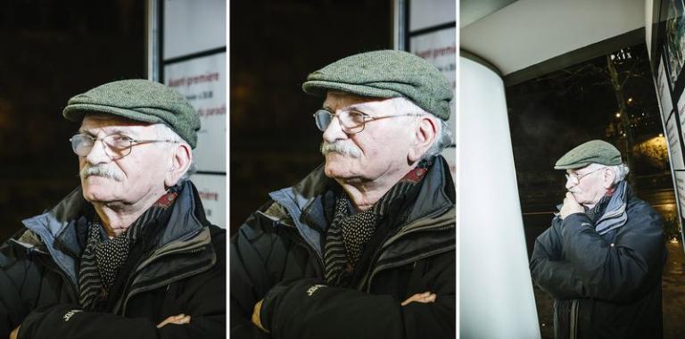 Giovanni Senzani, protagoniste du film "Sangue" de Pippo Delbono et ancien leader des Brigades Rouges, le 7 janvier 2016 au Capitole. ©Carine Roth / Cinémathèque suisse